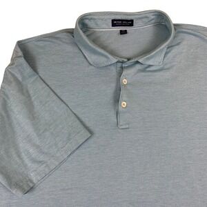 Peter Millar Crown Crafted Mens XXL Blue Heathered Polo Shirt MF23XK71
